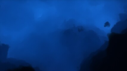 A blue space background with stars and a galaxy