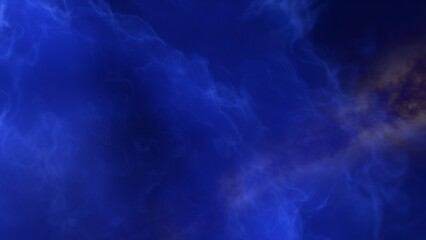 A blue space background with stars and a galaxy