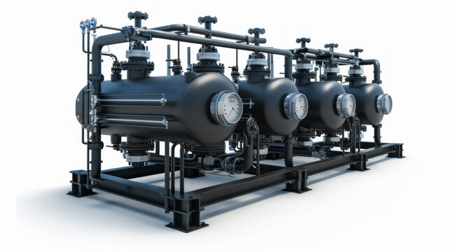Deaerator Systems: Systems for removing dissolved gases from feedwater isolated on white background