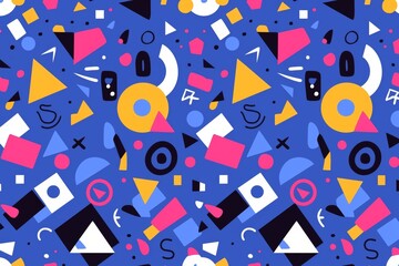 Abstract Geometric Pattern With Bright Colors on a Blue Background