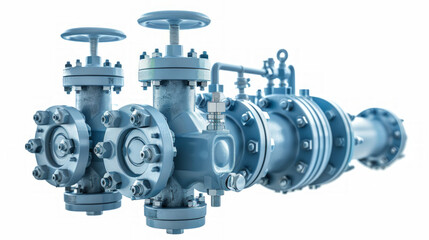 Fototapeta premium Control Valves: Valves for regulating fluid flow in power plant systems isolated on white background