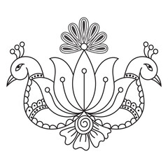 Obraz premium Traditional and Cultural Beautiful pattern design, tattoo design, mandala patterns, Arabic patterns, Rangoli, Alpona, Kolam, Paisley line art.