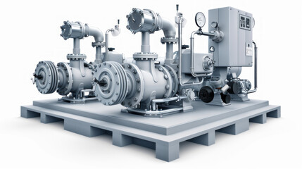 Fototapeta premium Vacuum Pumps: Pumps for creating vacuum conditions in certain plant processes isolated on white background