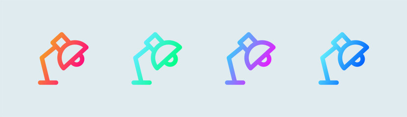 Table lamp line icon in gradient colors. Light signs vector illustration.
