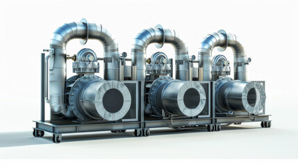 Blower Systems: Systems for delivering air or gas at high pressure to combustion processes isolated on white background
