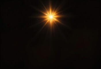 Dynamic yellow Celestial Explosion set. Black Background with Glowing golden Sunburst, Digital Lens Flare, and Color-Adjusted Light Rays