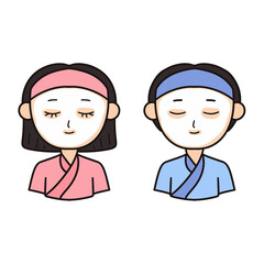 Boy and girl wear face mask and do face spa with pink and blue robe