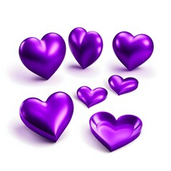 3D purple hearts