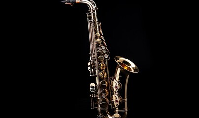 A Golden Saxophone Against a Black Background