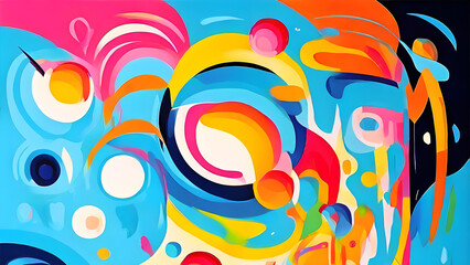Obraz premium Vibrant and Dynamic Colorful Abstract Art with Flowing Wave Patterns and Radiant Hues. Lively and Colorful Abstract Composition Featuring Fluid Wave Forms and Vibrant Hues. Colorful wave designs