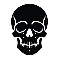 Black and white human skull silhouette vector illustration isolated on white background