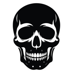 Black and white human skull silhouette vector illustration isolated on white background