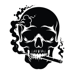 Black and white human skull silhouette vector illustration isolated on white background