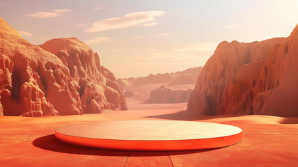 Surreal Mars Landscape with Podium for Product Display