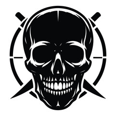 Black and white human skull silhouette vector illustration isolated on white background