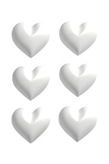 3D white hearts
