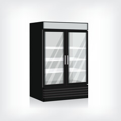 Vertical glass refrigerators showcase for drinks with two doors