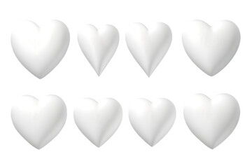 3D white hearts