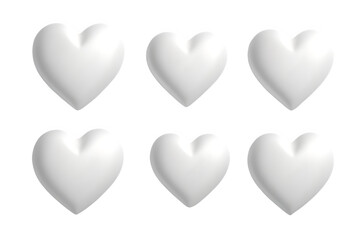3D white hearts