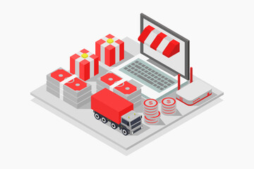 Online Shopping and Delivery Service isometric