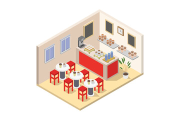 Cafe shop isometric