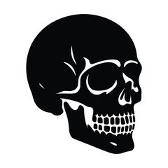 Black and white human skull silhouette vector illustration isolated on white background