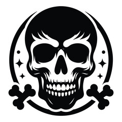 Black and white human skull silhouette vector illustration isolated on white background