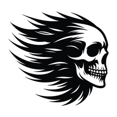 Black and white human skull silhouette vector illustration isolated on white background