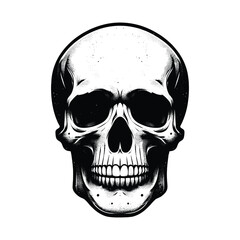Black and white human skull silhouette vector illustration isolated on white background