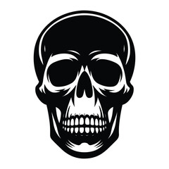 Black and white human skull silhouette vector illustration isolated on white background