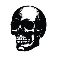 Black and white human skull silhouette vector illustration isolated on white background