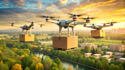 Regulatory Challenges and Solutions for Drone Delivery, copy space, no text