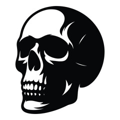 Black and white human skull silhouette vector illustration isolated on white background