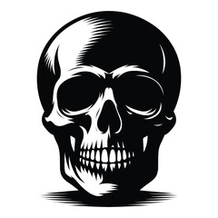 Black and white human skull silhouette vector illustration isolated on white background