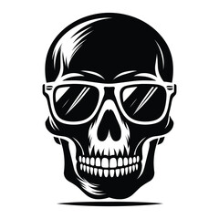 Black and white human skull silhouette vector illustration isolated on white background