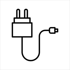 Obraz premium Mobile phone charger icon. Outline mobile phone charger vector icon for web design isolated on white background. eps 10 