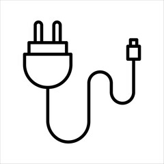 Mobile phone charger icon. Outline mobile phone charger vector icon for web design isolated on white background. eps 10

