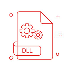 Dll file type icon in outline detailed style