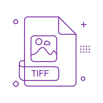 tiff file type icon in outline detailed style