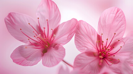 Fototapeta premium Two Pink Flowers : Generative AI
