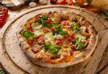 Delicious pizza with courgette