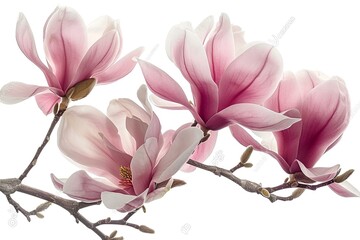 Obraz premium A group of pink flowers sitting on top of a tree