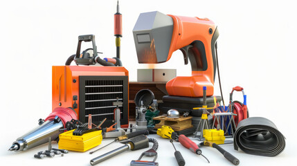 Fototapeta premium Welding Equipment: Equipment such as welding machines and torches for joining metal components isolated on white background