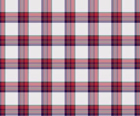 Plaid pattern, white, red, green, blue, seamless for textiles, and for designing clothing, skirts, pants or decorative fabric. Vector illustration.