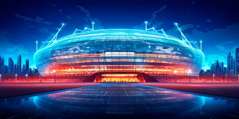 Wide Angle Football Arena. Public buildings of the stadium. Wide Angle Football Arena. Public buildings of the stadium. Generative Ai