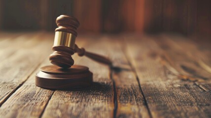 Wooden gavel on table, concept of law and justice