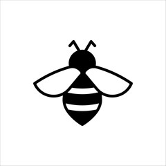 Bee icon. Black silhouette of an insect Isolated on a white background. Graphic symbol, design template for logo. Vector illustration emblem