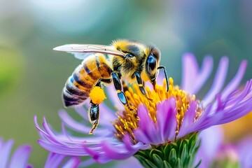 Honeybee on Purple Flower.