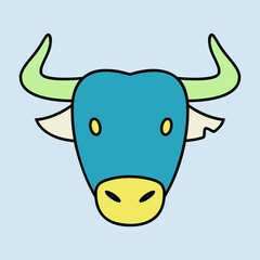 Spanish bull buffalo icon. Animal head vector