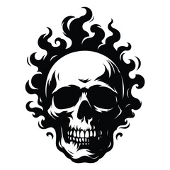 Skull smoking silhouette vector illustration isolated on white background